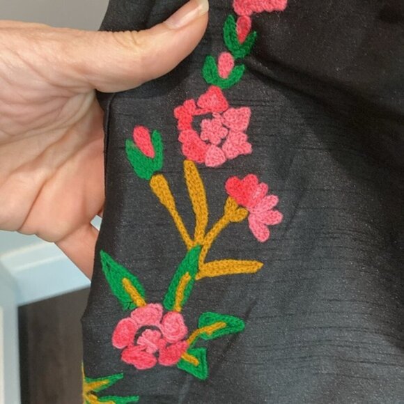 eShakti Floral Embroidery Dupioni Sweetheart Dress - Picture 11 of 16